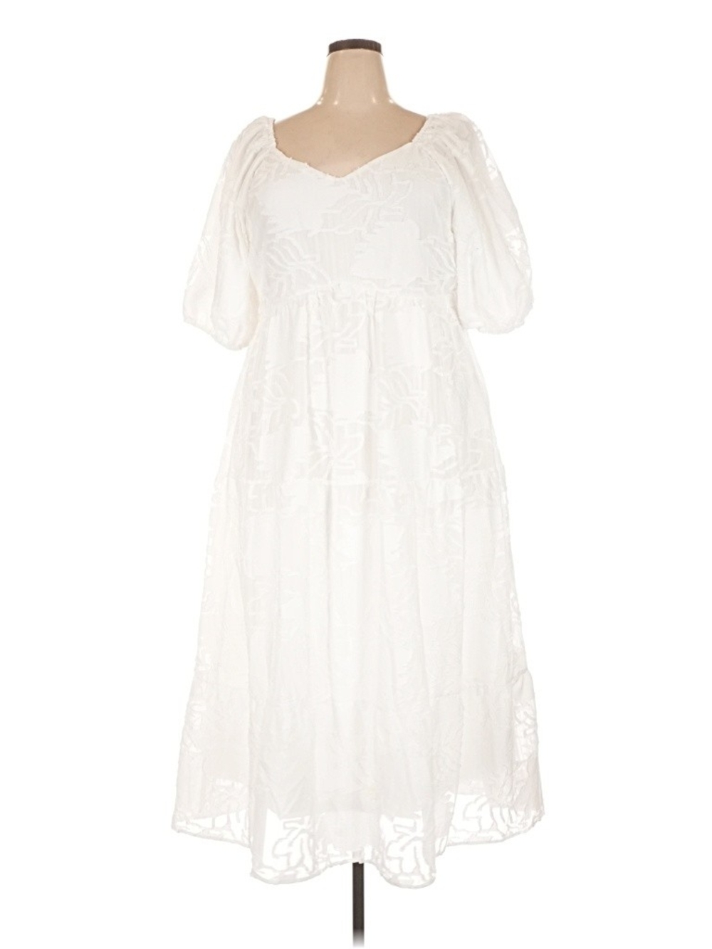 Baltic Born White Maxi Dress with Puff Sleeves Plus Size 2XL